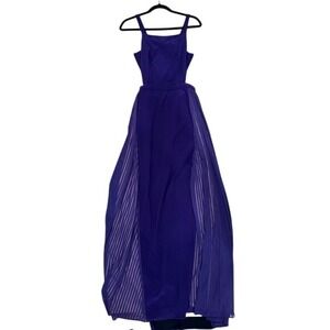 Betsy & Adam Purple Mesh Side Panel Formal Gown Maxi Dress Size 2